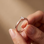 0.30 Ct Round Cut Moissanite Tapered Pavé Solitaire Ring for Women Rose Gold