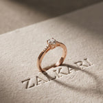 0.30 Ct Round Cut Moissanite Tapered Pavé Solitaire Ring for Women Rose Gold