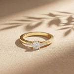 0.30 Ct Round Cut Moissanite Tapered Pavé Solitaire Ring for Women Gold