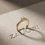 0.30 Ct Round Cut Moissanite Tapered Pavé Solitaire Ring for Women Gold