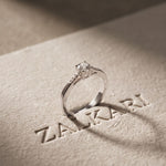 0.30 Ct Round Cut Moissanite Tapered Pavé Solitaire Ring for Women White