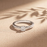 0.30 Ct Round Cut Moissanite Tapered Pavé Solitaire Ring for Women White