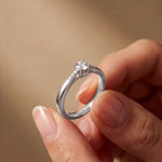 0.30 Ct Round Cut Moissanite Tapered Pavé Solitaire Ring for Women White