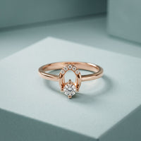 0.20 Ct Round Cut Moissanite Open Loop Solitaire Ring for Women Rose Gold