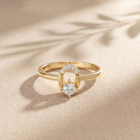 0.20 Ct Round Cut Moissanite Open Loop Solitaire Ring for Women Gold