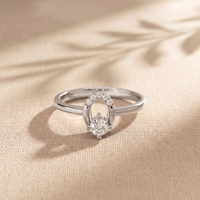 0.20 Ct Round Cut Moissanite Open Loop Solitaire Ring for Women white