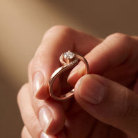 0.20 Ct Round Cut Moissanite Twisted Halo Solitaire Ring for Women Rose Gold