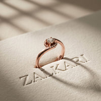 0.20 Ct Round Cut Moissanite Twisted Halo Solitaire Ring for Women Rose Gold