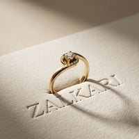 0.20 Ct Round Cut Moissanite Twisted Halo Solitaire Ring for Women Gold
