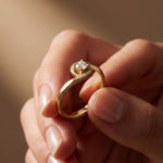0.20 Ct Round Cut Moissanite Twisted Halo Solitaire Ring for Women Gold