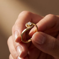 0.20 Ct Round Cut Moissanite Twisted Halo Solitaire Ring for Women Gold