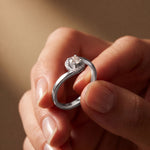0.20 Ct Round Cut Moissanite Twisted Halo Solitaire Ring for Women White