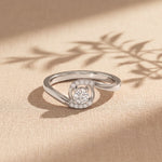 0.20 Ct Round Cut Moissanite Twisted Halo Solitaire Ring for Women White