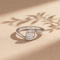 0.20 Ct Round Cut Moissanite Twisted Halo Solitaire Ring for Women White