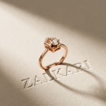 0.20 Ct Round Cut Moissanite Geometric Open Frame Solitaire Ring for Women Rose Gold