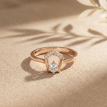 0.20 Ct Round Cut Moissanite Geometric Open Frame Solitaire Ring for Women Rose Gold