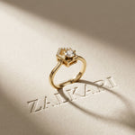 0.20 Ct Round Cut Moissanite Geometric Open Frame Solitaire Ring for Women Gold