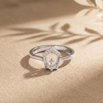 0.20 Ct Round Cut Moissanite Geometric Open Frame Solitaire Ring for Women White