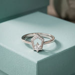 0.20 Ct Round Cut Moissanite Geometric Open Frame Solitaire Ring for Women White