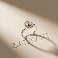 0.20 Ct Round Cut Moissanite Geometric Open Frame Solitaire Ring for Women White