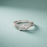 0.25 Ct Round Cut Moissanite Double Chevron Pavé Solitaire Ring for Women White