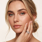 0.25 Ct Round Cut Moissanite Double Chevron Pavé Solitaire Ring for Women White