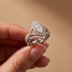 2.10 Ct Pear Cut Moissanite Royal Crown Double Halo Ring for Women White