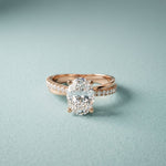2.80 Ct Oval Cut Moissanite Classic Pavé Solitaire Ring for Women Rose Gold