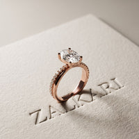 2.80 Ct Oval Cut Moissanite Classic Pavé Solitaire Ring for Women Rose Gold