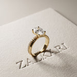 2.80 Ct Oval Cut Moissanite Classic Pavé Solitaire Ring for Women Gold