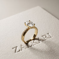 2.80 Ct Oval Cut Moissanite Classic Pavé Solitaire Ring for Women Gold