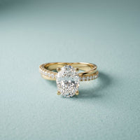 2.80 Ct Oval Cut Moissanite Classic Pavé Solitaire Ring for Women Gold