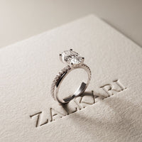 2.80 Ct Oval Cut Moissanite Classic Pavé Solitaire Ring for Women White
