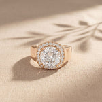 2.20 Ct Cushion Cut Moissanite Wide Halo Statement Ring for Women Rose Gold