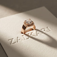 2.20 Ct Cushion Cut Moissanite Wide Halo Statement Ring for Women Rose Gold