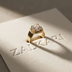 2.20 Ct Cushion Cut Moissanite Wide Halo Statement Ring for Women Gold