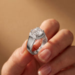 2.20 Ct Cushion Cut Moissanite Wide Halo Statement Ring for Women White