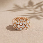 4.15 Ct Princess & Round Cut Moissanite Vintage Geometric Eternity Band for Women Rose Gold