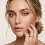 4.15 Ct Princess & Round Cut Moissanite Vintage Geometric Eternity Band for Women Rose Gold