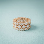 4.15 Ct Princess & Round Cut Moissanite Vintage Geometric Eternity Band for Women Rose Gold