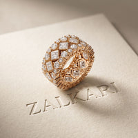 4.15 Ct Princess & Round Cut Moissanite Vintage Geometric Eternity Band for Women Rose Gold