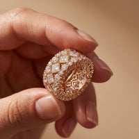 4.15 Ct Princess & Round Cut Moissanite Vintage Geometric Eternity Band for Women Rose Gold