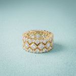 4.15 Ct Princess & Round Cut Moissanite Vintage Geometric Eternity Band for Women Gold