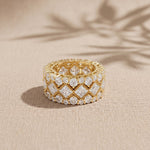 4.15 Ct Princess & Round Cut Moissanite Vintage Geometric Eternity Band for Women Gold