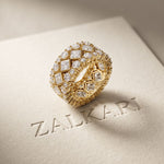 4.15 Ct Princess & Round Cut Moissanite Vintage Geometric Eternity Band for Women Gold