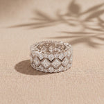 4.15 Ct Princess & Round Cut Moissanite Vintage Geometric Eternity Band for Women White