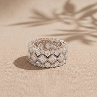 4.15 Ct Princess & Round Cut Moissanite Vintage Geometric Eternity Band for Women White