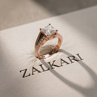 2.35 Ct Princess Cut Moissanite Split Bypass Pavé Solitaire Ring for Women Rose Gold
