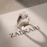 2.35 Ct Princess Cut Moissanite Split Bypass Pavé Solitaire Ring for Women White