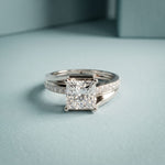 2.35 Ct Princess Cut Moissanite Split Bypass Pavé Solitaire Ring for Women White